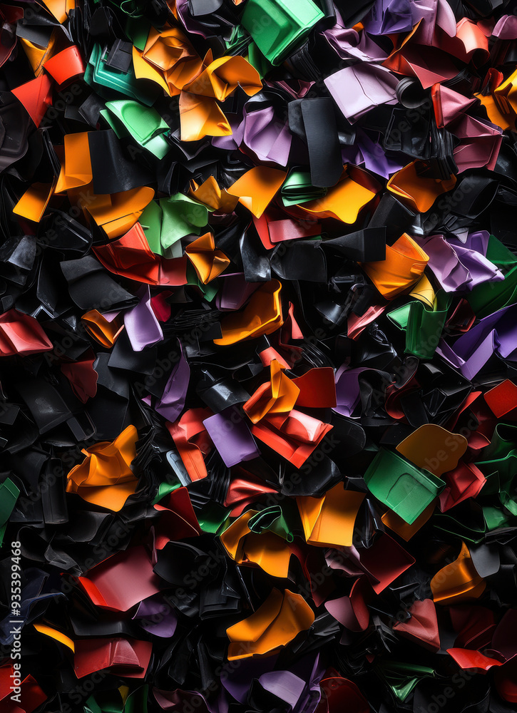 Poster colorful abstract pattern with vibrant folded shapes, creating dynamic and energetic visual.