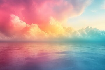 Obraz premium Create a soft pastel gradient background that tran 674 sky, sea, sunset, water, ocean, sun, nature, clouds, landscape, sunrise, cloud, horizon, beach, abstract, summer, reflection, light, sunlight, o