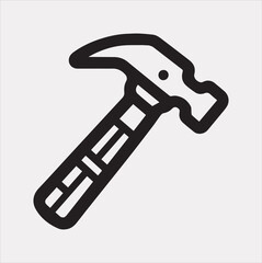 Hammer Icon Vector silhouette illustration icon on a white background