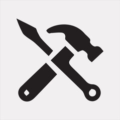 Hammer Icon Vector silhouette illustration icon on a white background