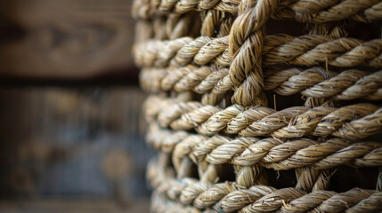 Fototapeta premium Close-Up of Woven Straw Basket with Detailed Texture and Natural Fibers in Rustic Setting