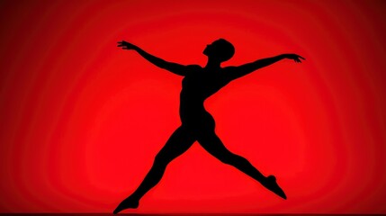 Silhouette Of A Red Dancer, Energy Pulsating With Every Move 