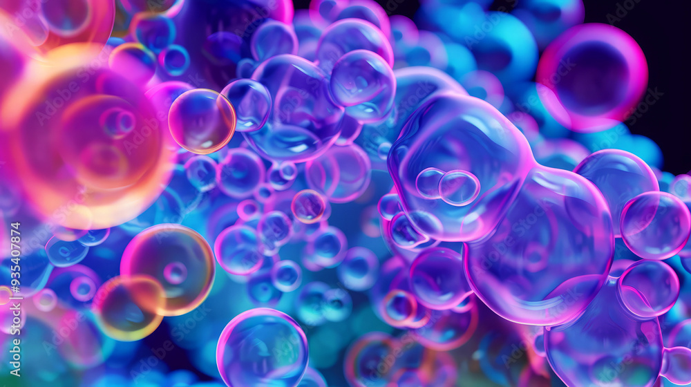 Poster abstract background with colorful bubbles.