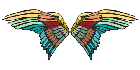 Obraz premium Wing colorful clip art vector illustration
