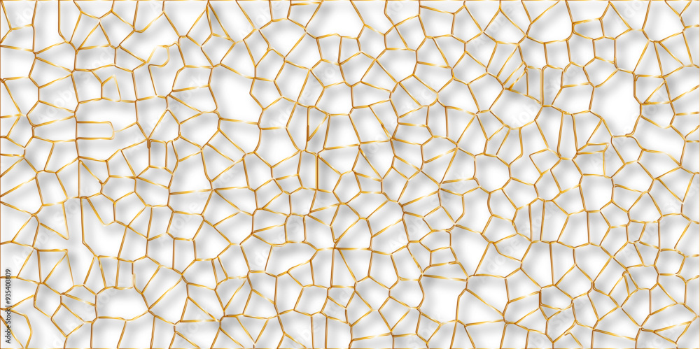 Poster abstract golden hexagon graphic ornament. arabian stylish seamless pattern on white background. crea