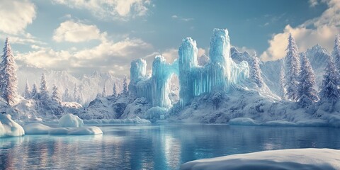 ice castle in the snow -