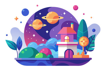 A House on a Floating Island in a Cosmic Landscape