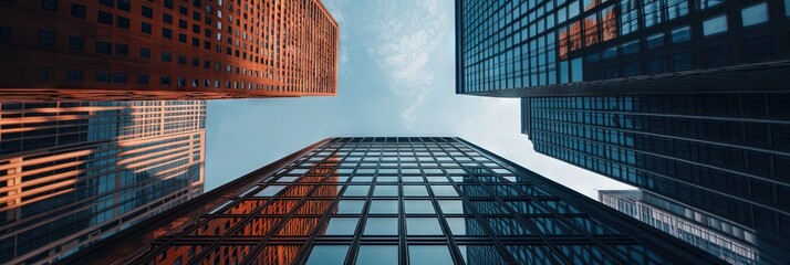 skyscrapers viewed from below