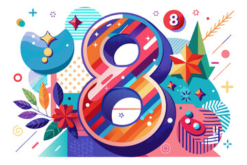 Obraz premium Colorful Abstract Design Featuring the Number Eight