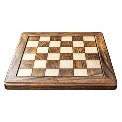 A wooden chess board with black and white squares