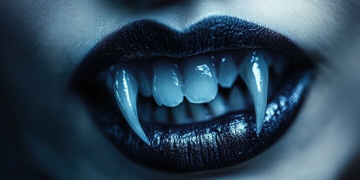 closeup vampire fangs 