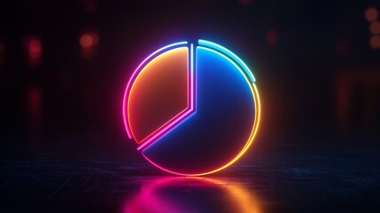 A neon colored pie chart with a blue slice