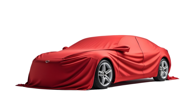 A car covered by fabric. Surprising gift is covered by fabric. Surprising car with full depth