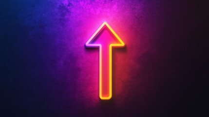 A neon sign with a glowing arrow pointing upward