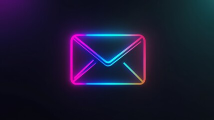 A neon colored envelope with a blue and purple border