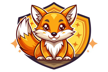 Obraz premium Cute Cartoon Fox with Big Eyes and a Fluffy Tail