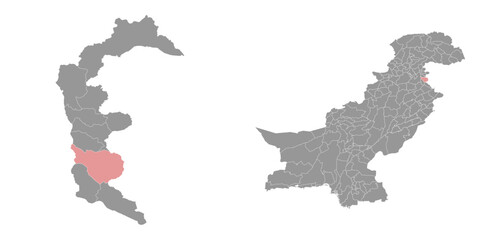 Kotli district map, administrative division of Pakistan. Vector illustration.