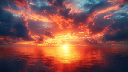 Obraz premium High-resolution motivational poster template with a powerful phrase, featuring a blurred background of a dynamic sunset sky.