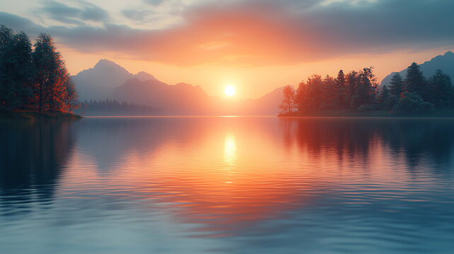 Modern motivational poster template with an uplifting message, set against a softly blurred background of a calm lake.