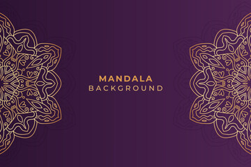 Purple luxury mandala background with golden mandala flower for yoga, cover, brochure, websites