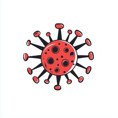 Obraz premium Modern Minimalist Virus Icon - Red and Black Design | Sleek Lines | High-Resolution Stock Image for Health, Technology, and Safety Themes | Ideal for Web and Print Use | Best for Infographics