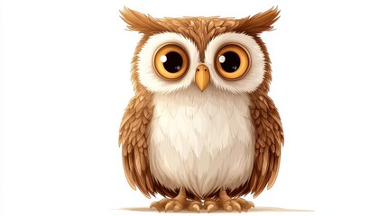 Fototapeta premium Cute Cartoon Owl with Big Eyes