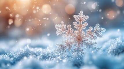 enchanting winter landscape with delicate snowflakes falling through crisp air each flake intricately detailed and shimmering with icy brilliance