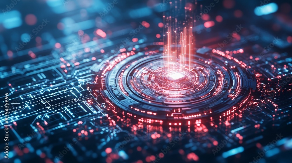 Poster abstract technology background with circuit board and data flow