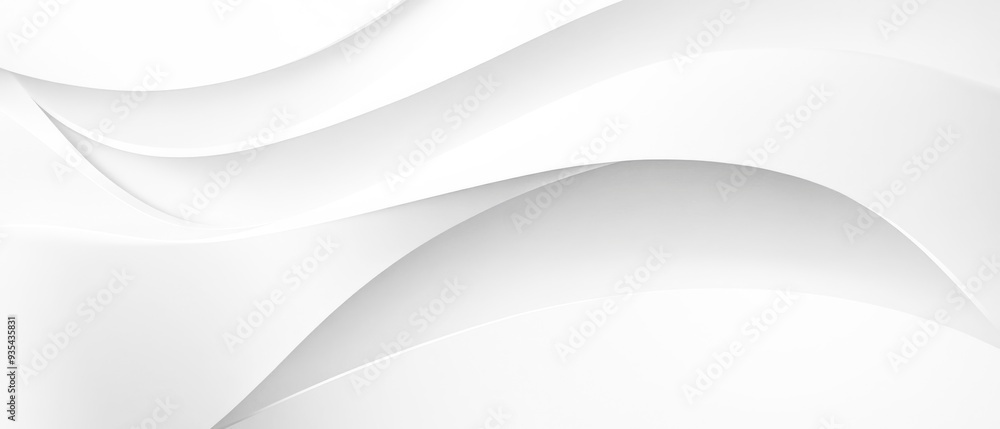Fototapete white abstract waves wave papercut overlapping 3d paper texture background banner for presentation d