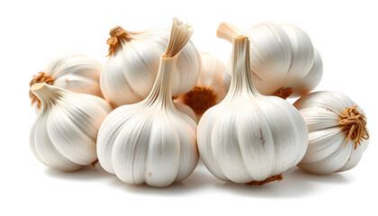 Fresh garlic transparent png isolated with white highlights, png