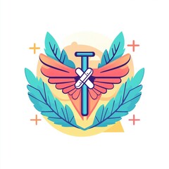 Obraz premium Elegant Minimalist Treatment Icon: Pastel Color Palette, Abstract Medical Symbolism, Soft Gradients, Vector Art Design for Healthcare, Wellbeing, and Medical Services