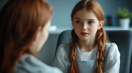 Obraz premium Social Worker Providing Emotional Support to Young Girl
