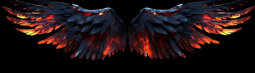 Fototapeta premium Menacing Demon Wings with Fiery Red and Black Hues Isolated Concept with Copy Space