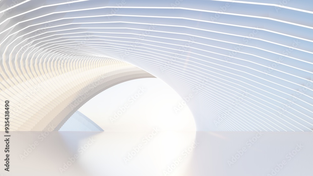 Aufkleber abstract architecture background interior with curved design 3d render