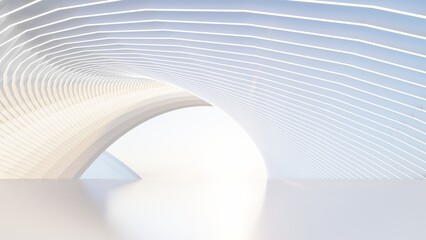 Abstract architecture background interior with curved design 3d render