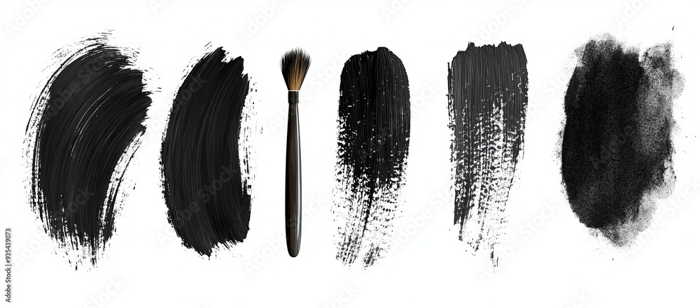 Poster the set includes paint textures, brushstrokes and paintbrushes with grunge splashes. grunge box with