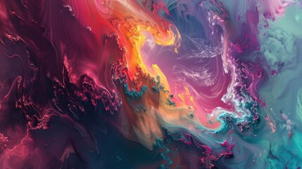 Obraz premium A digital artist using AI tools to create a vibrant, abstract painting, with dynamic brush strokes and colors