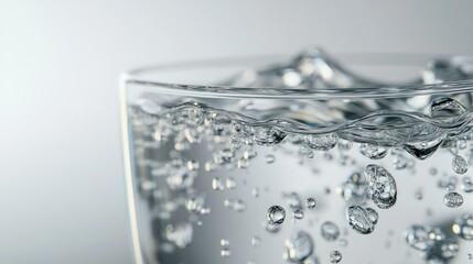 Artistic 3D render of water droplets on a glass, with a focus on the evaporation process and dissolving droplets, set against a crisp white background.