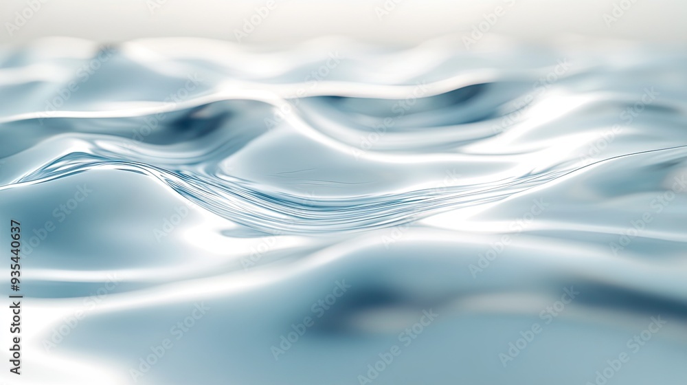 Poster artistic close-up of smooth water waves on a white surface, with a focus on the clear and subtle mov