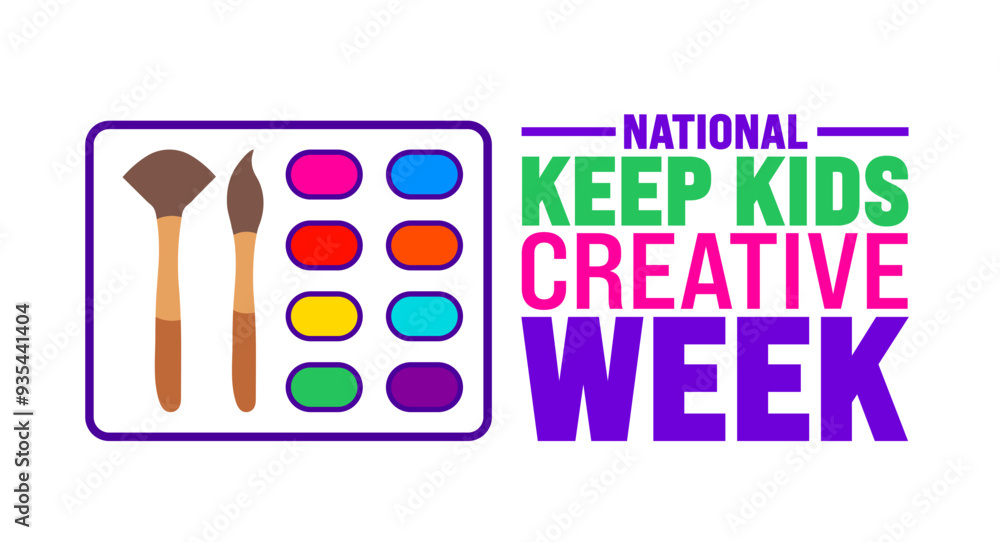 Wall mural national keep kids creative week is observed every year in september. holiday concept. template for 