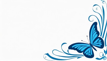 A graphic material featuring a blue butterfly and a postcard design. For text insertion.
