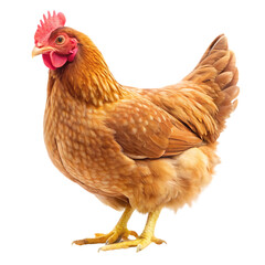 Fototapeta premium Brown Hen on White Background Isolated Ideal for Poultry and Farm Animal Illustrations