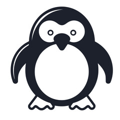 A cute black and white penguin icon with a simple, minimalist design