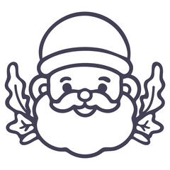A smiling Santa Claus face with a hat and beard