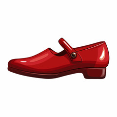 Women Clasp Shoes of Red Leather on a isolated white background (12)