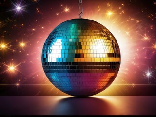 Obraz premium shiny disco ball,candies on a black background,disco ball with disco lights