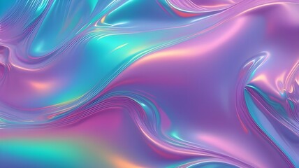 Obraz premium Dynamic Iridescent Liquid Waves Background with Glossy Metallic Texture and Vibrant Colors