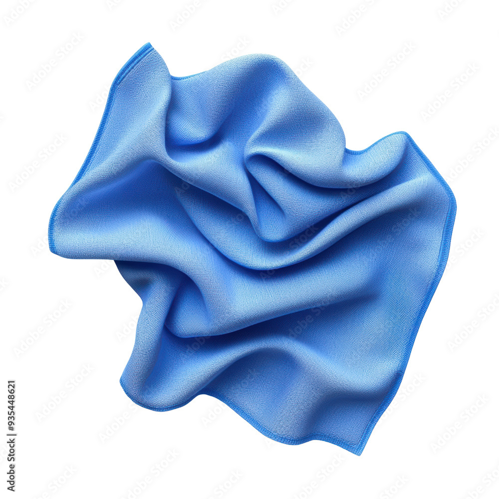 Poster soft blue fabric folded in a wavy pattern captured close-up with a high contrast background