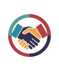 A minimalist handshake logo vector art illustration.