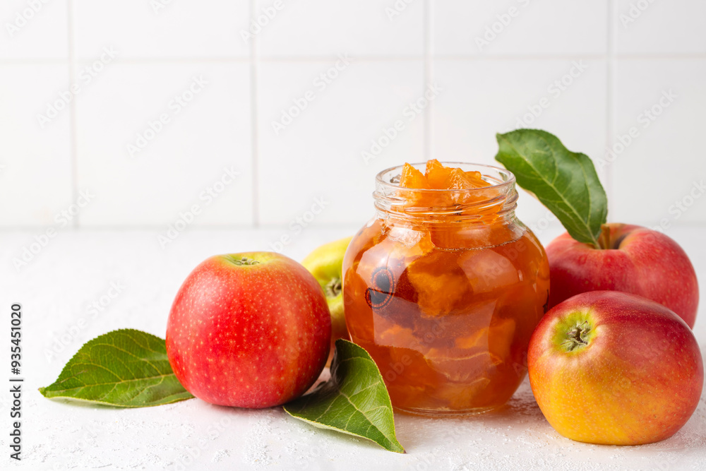 Poster Apple jam with fresh apples